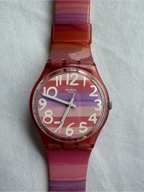 Vintage Swatch Originals Astilbe Watch GP140 — Pink Striped